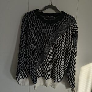 Scandia Black and White Women's Crew Neck Sweater